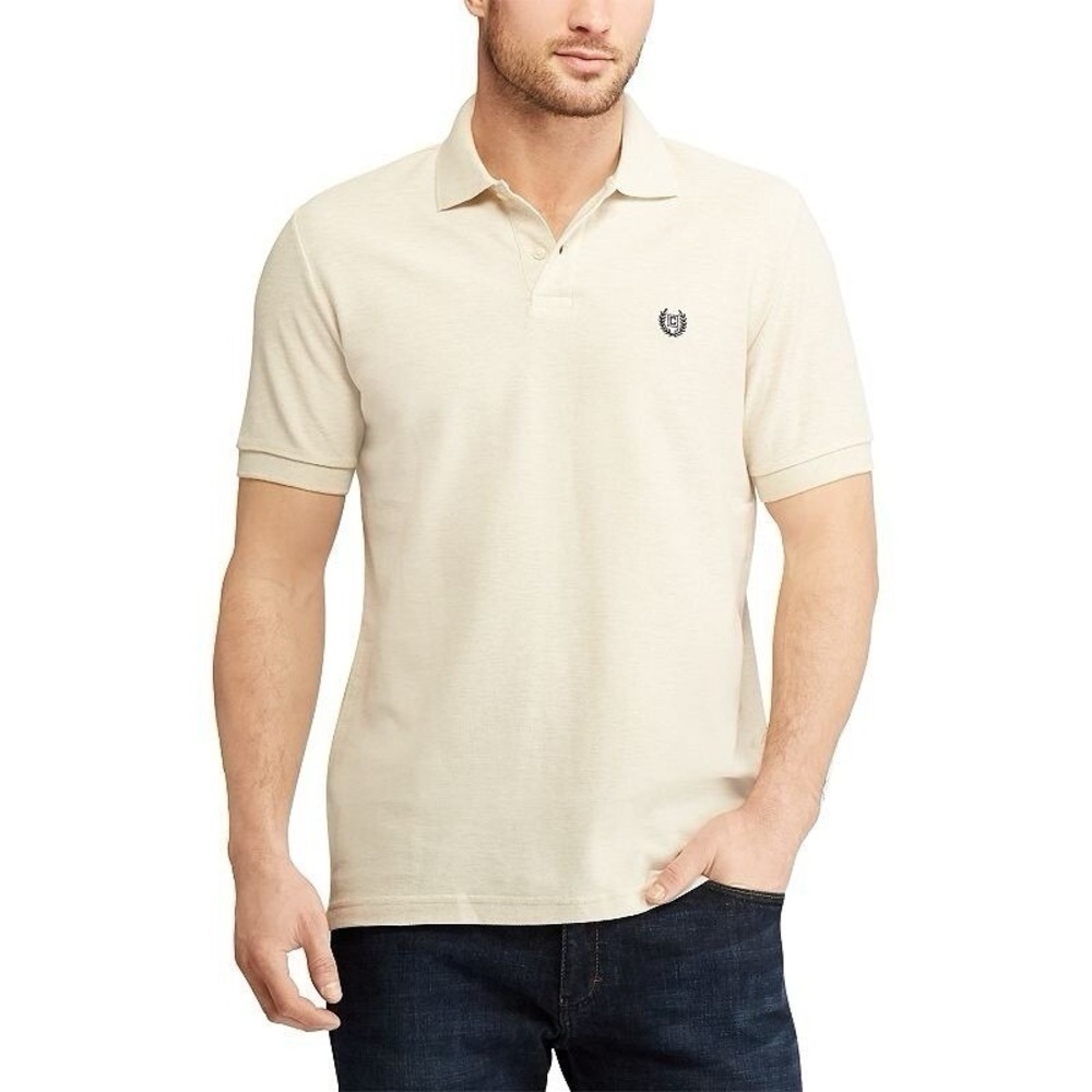 Chaps Men Size XL Tall Beige Cotton Classic‎ Fit Short Sleeve Polo Shirt